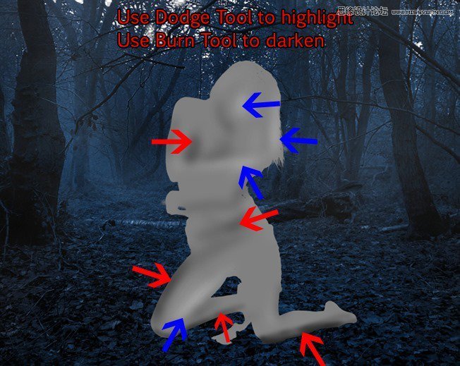 Photoshop合成被樹妖困住的女孩【英】