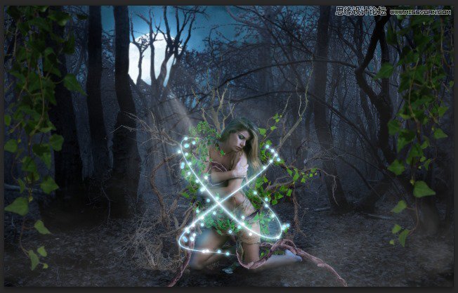 Photoshop合成被樹妖困住的女孩【英】