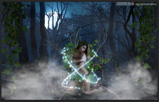 Photoshop合成被樹妖困住的女孩【英】