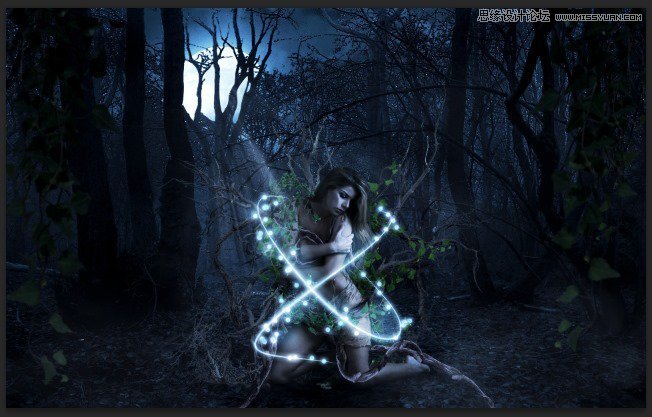 Photoshop合成被樹妖困住的女孩【英】