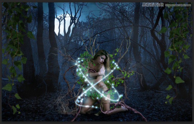 Photoshop合成被樹妖困住的女孩【英】