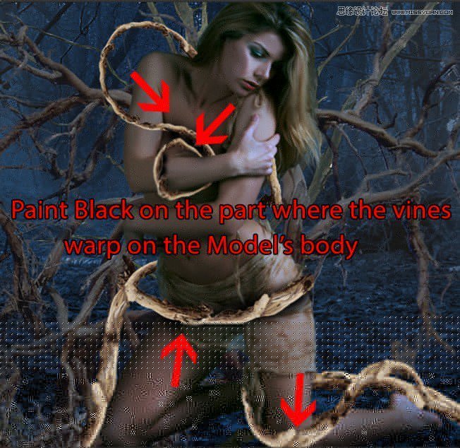 Photoshop合成被樹妖困住的女孩【英】