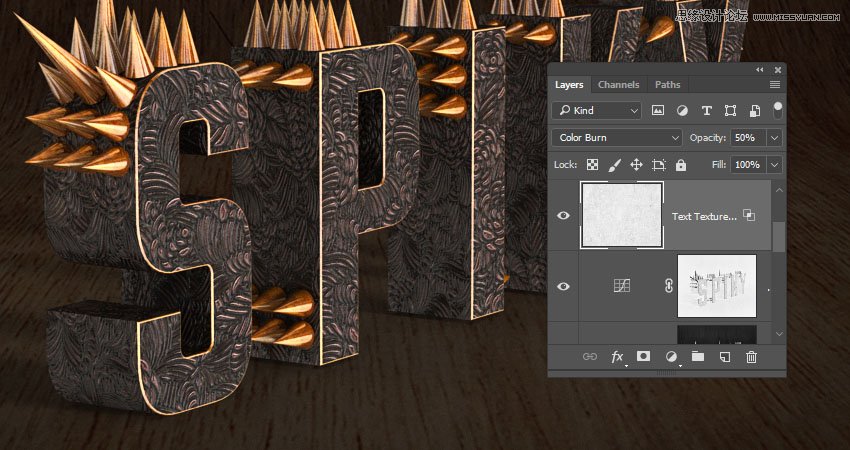 Photoshop制作金屬質(zhì)感的3D立體字【英】