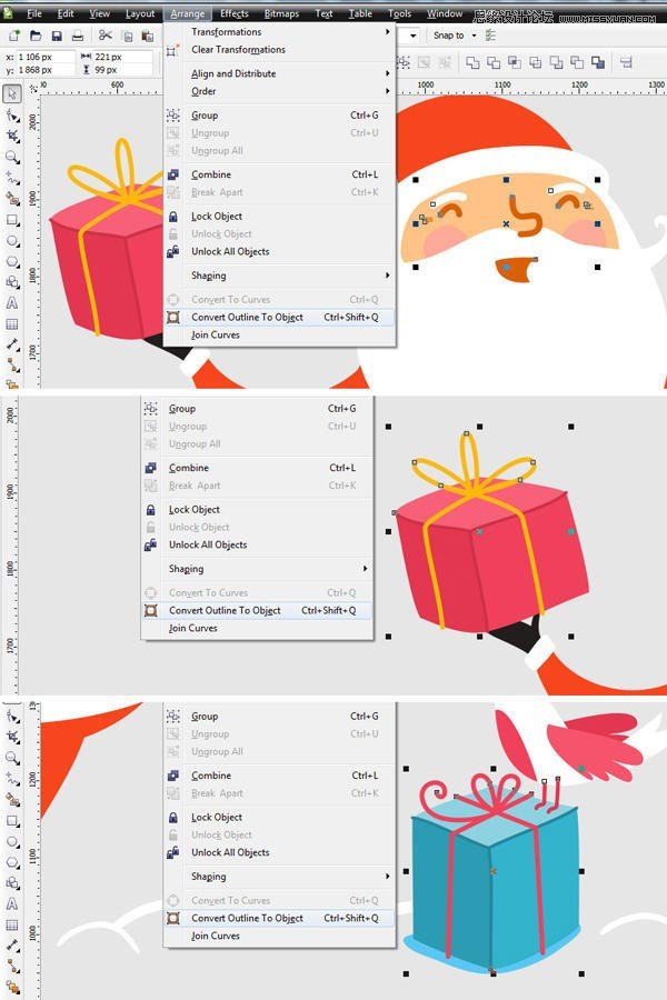 CorelDRAW繪制卡通風格的圣誕節插畫