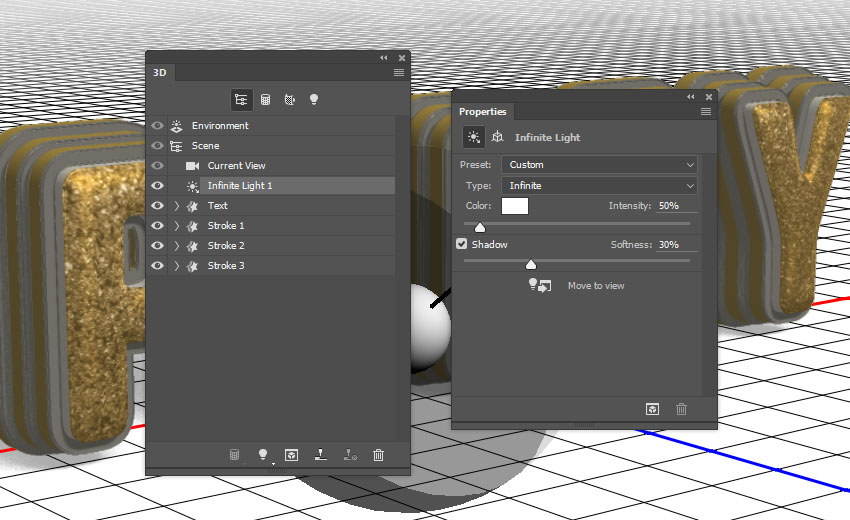 Photoshop制作黃金質感立體字【英】