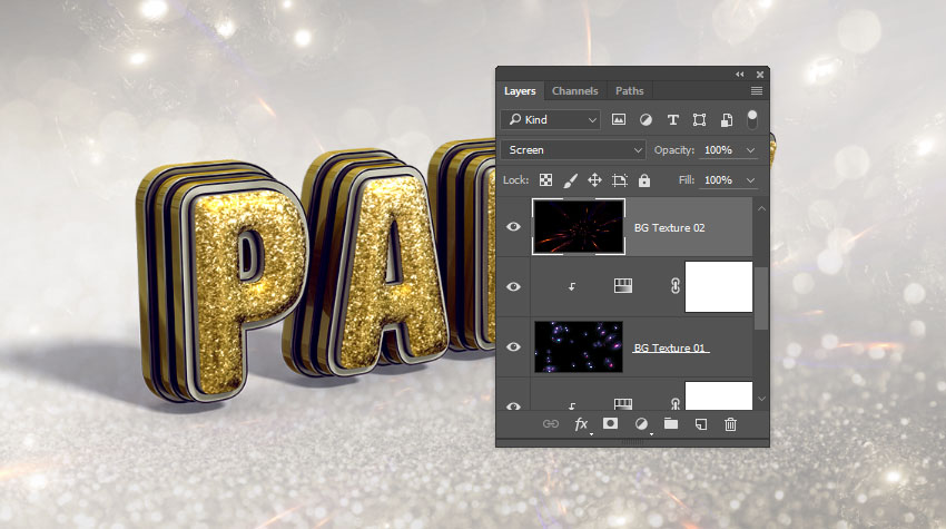 Photoshop制作黃金質感立體字【英】