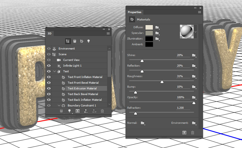 Photoshop制作黃金質感立體字【英】