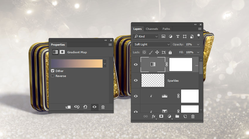 Photoshop制作黃金質感立體字【英】
