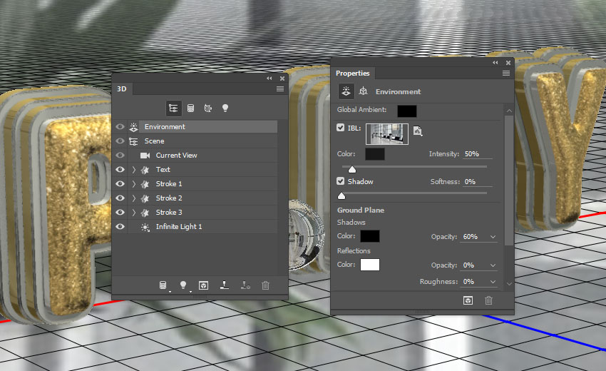 Photoshop制作黃金質感立體字【英】