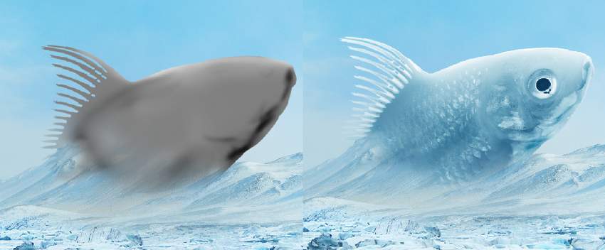 Photoshop合成冰凍特效的金魚場景【英】