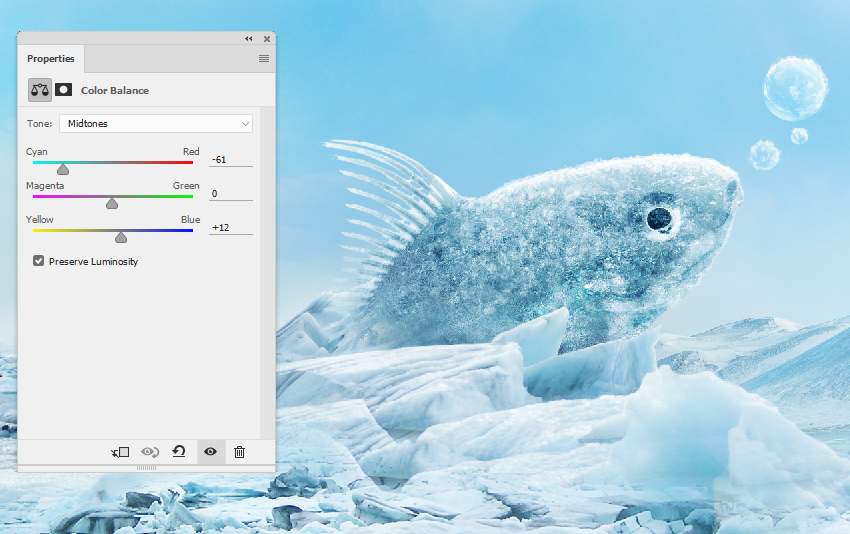 Photoshop合成冰凍特效的金魚場景【英】
