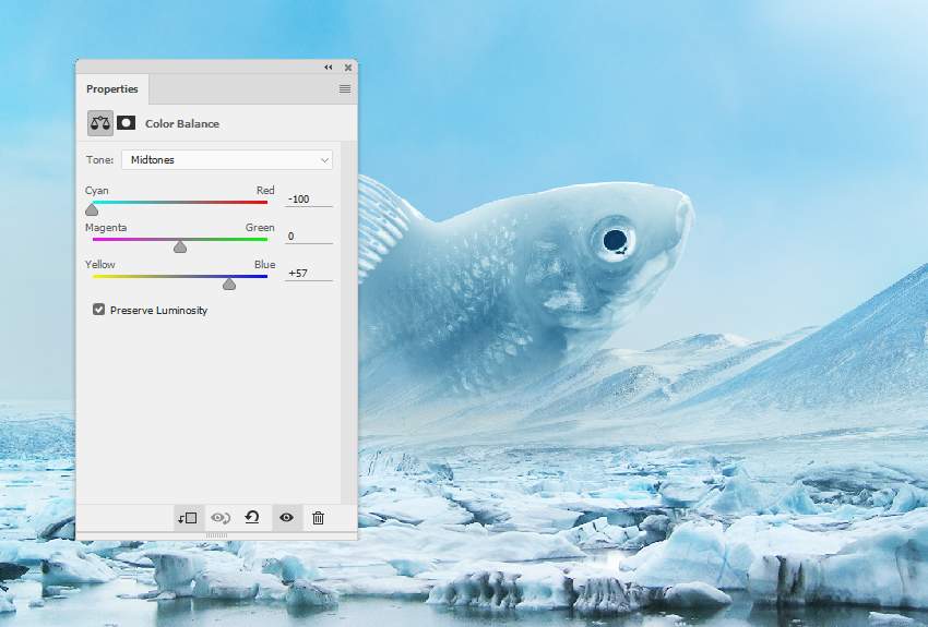 Photoshop合成冰凍特效的金魚場景【英】