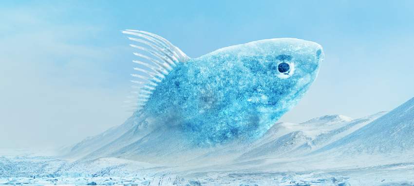 Photoshop合成冰凍特效的金魚場景【英】