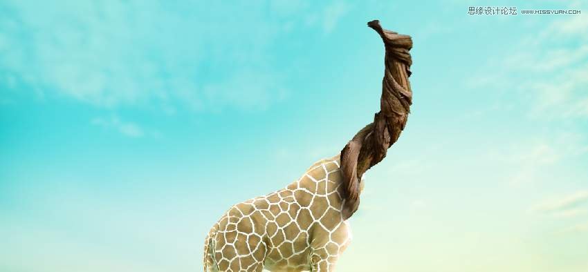 Photoshop合成長著創意大樹的長頸鹿【英】