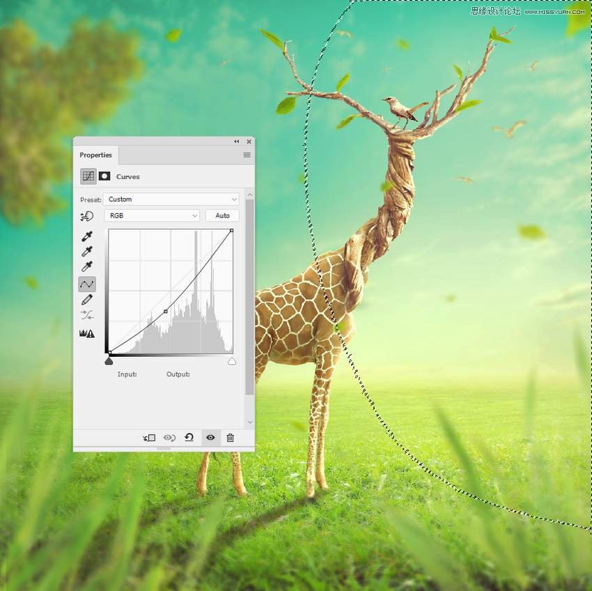 Photoshop合成長著創意大樹的長頸鹿【英】