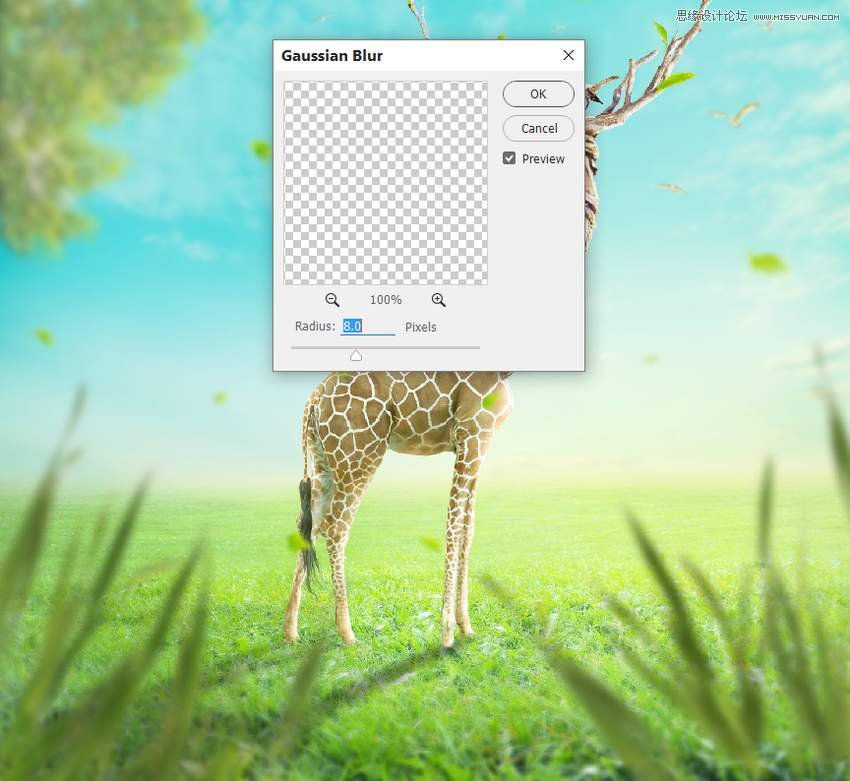 Photoshop合成長(zhǎng)著創(chuàng)意大樹(shù)的長(zhǎng)頸鹿【英】