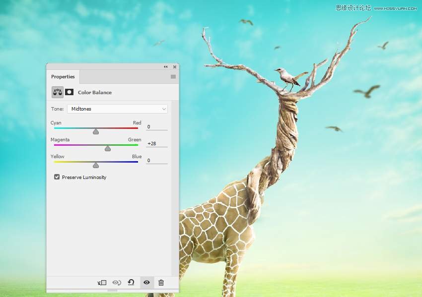 Photoshop合成長(zhǎng)著創(chuàng)意大樹(shù)的長(zhǎng)頸鹿【英】