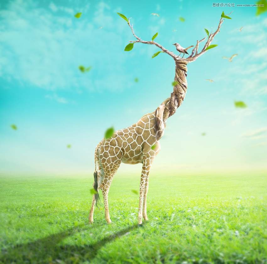 Photoshop合成長(zhǎng)著創(chuàng)意大樹(shù)的長(zhǎng)頸鹿【英】