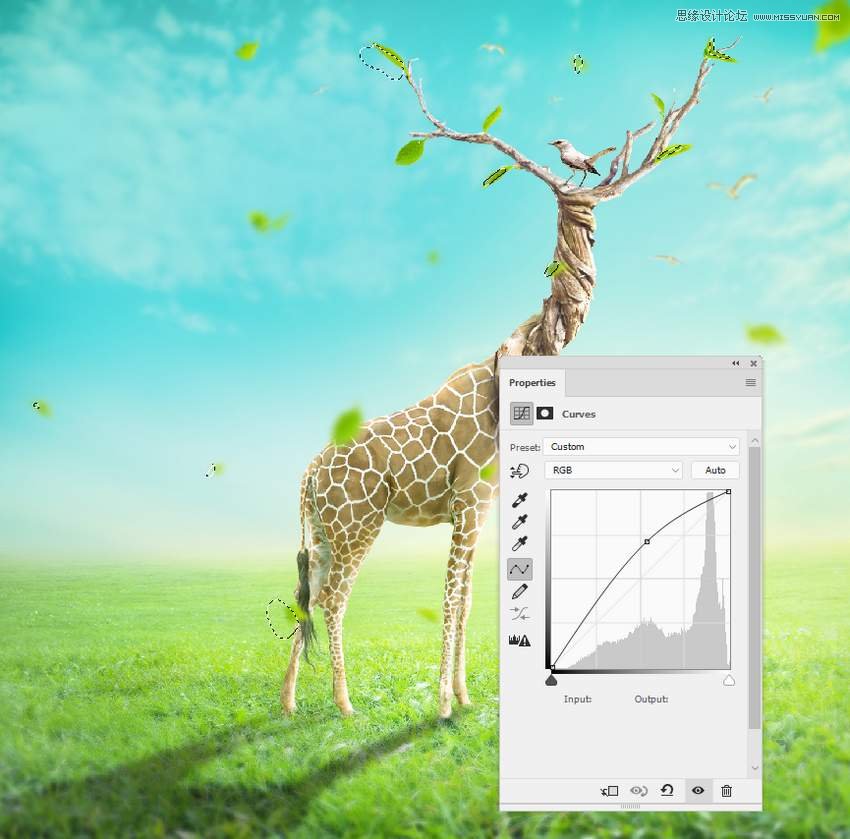 Photoshop合成長(zhǎng)著創(chuàng)意大樹(shù)的長(zhǎng)頸鹿【英】
