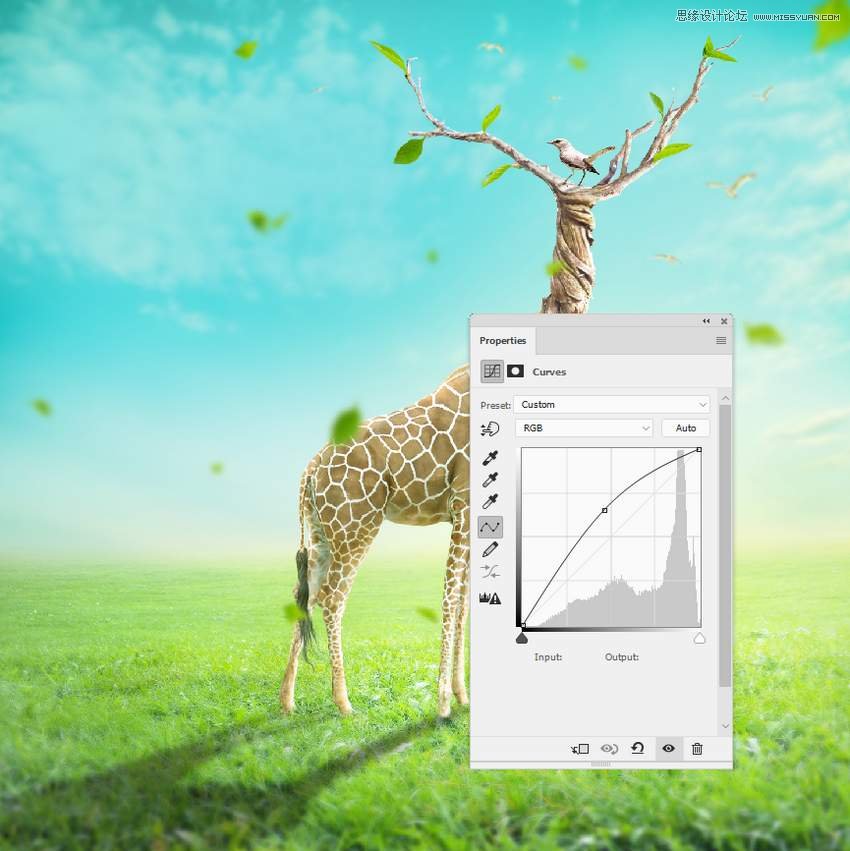 Photoshop合成長(zhǎng)著創(chuàng)意大樹(shù)的長(zhǎng)頸鹿【英】