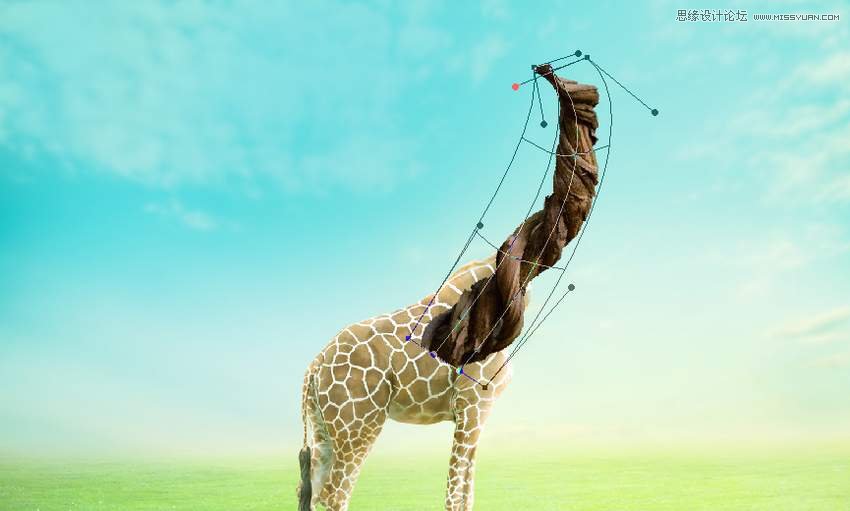 Photoshop合成長著創意大樹的長頸鹿【英】