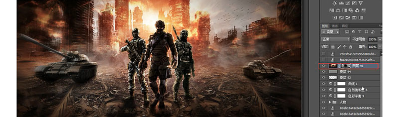 Photoshop制作城市中槍戰場景海報