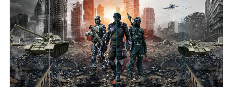 Photoshop制作城市中槍戰場景海報