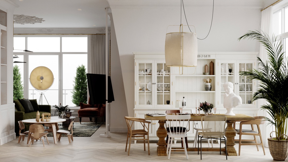 以白色為主色調的餐廳設計欣賞