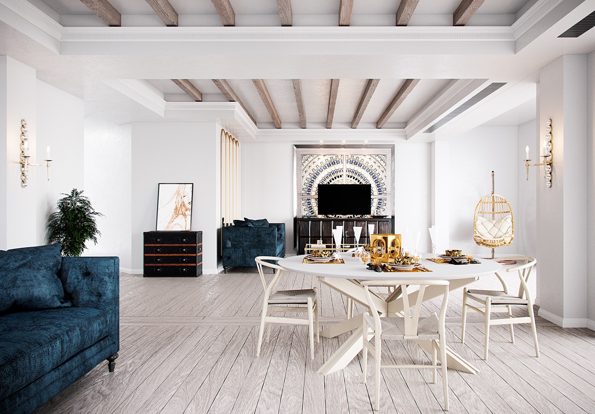 以白色為主色調的餐廳設計欣賞