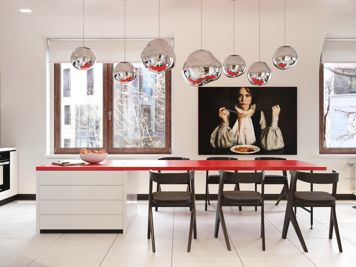 以白色為主色調的餐廳設計欣賞