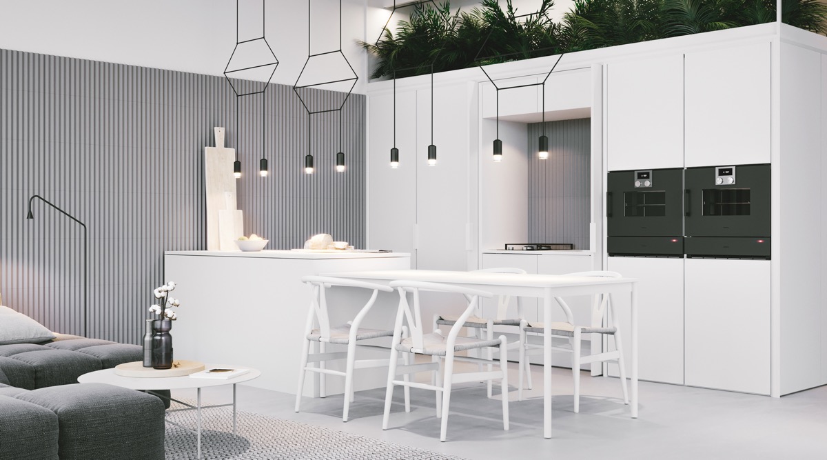 以白色為主色調的餐廳設計欣賞