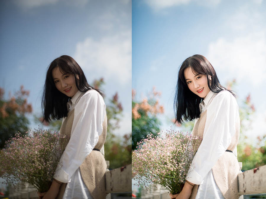 Photoshop調出外景美女人像清新甜美膚色