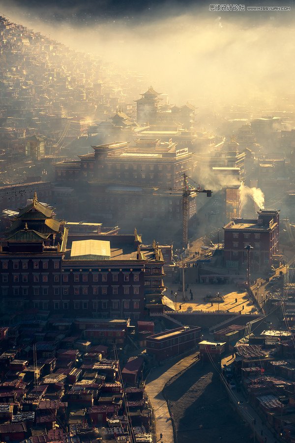 Photoshop調出清晨村莊照片暖色效果