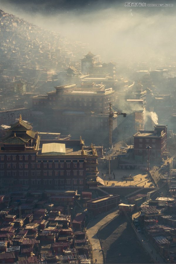 Photoshop調(diào)出清晨村莊照片暖色效果