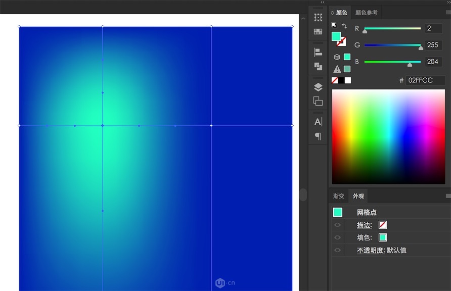 Illustrator網格工具制作不規則漸變色壁紙