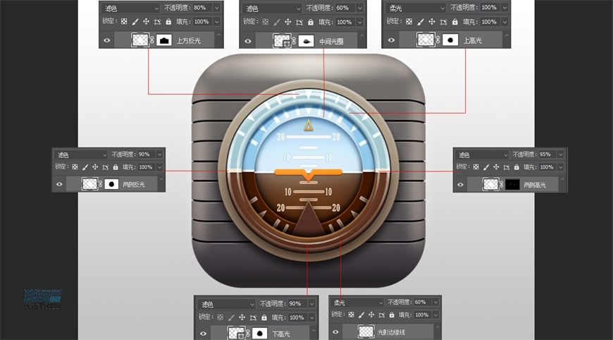 Photoshop繪制立體逼真的擬物儀表盤(pán)圖標(biāo)
