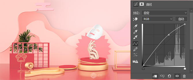 C4D結合PS制作電商化妝品場景海報