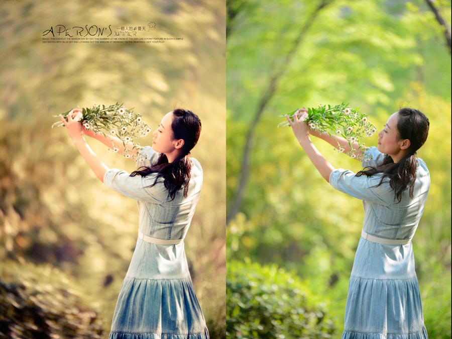 Photoshop調出外景人像暖黃色藝術效果