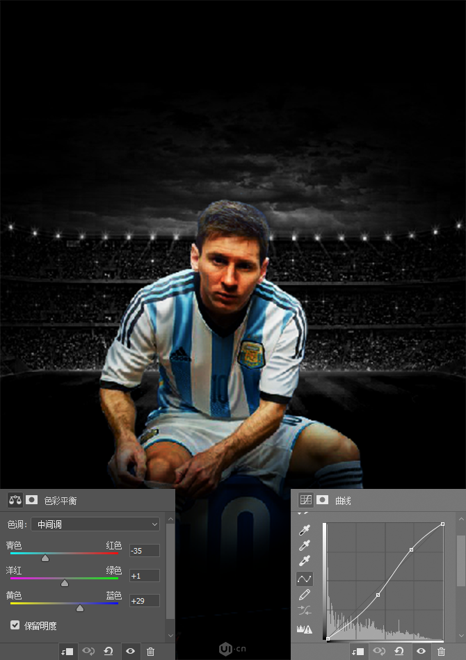 Photoshop合成以梅西為主題的足球海報