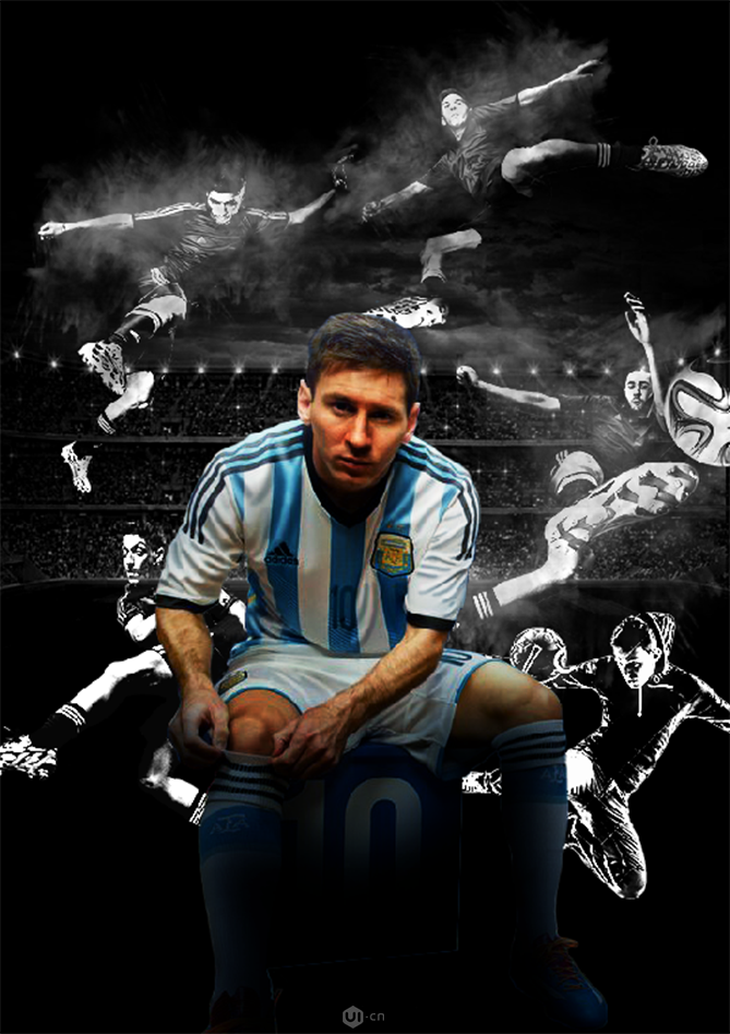 Photoshop合成以梅西為主題的足球海報