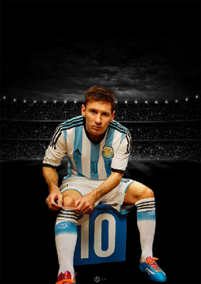 Photoshop合成以梅西為主題的足球海報