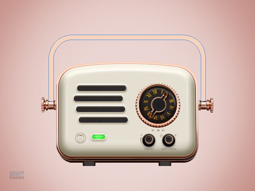 復古收音機:PS繪制立體風格的收音機