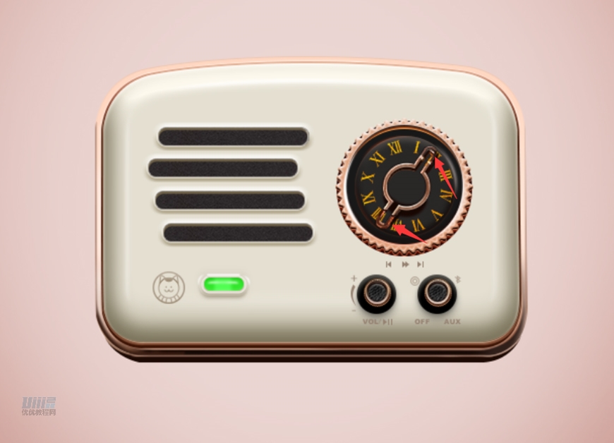 復古收音機:PS繪制立體風格的收音機
