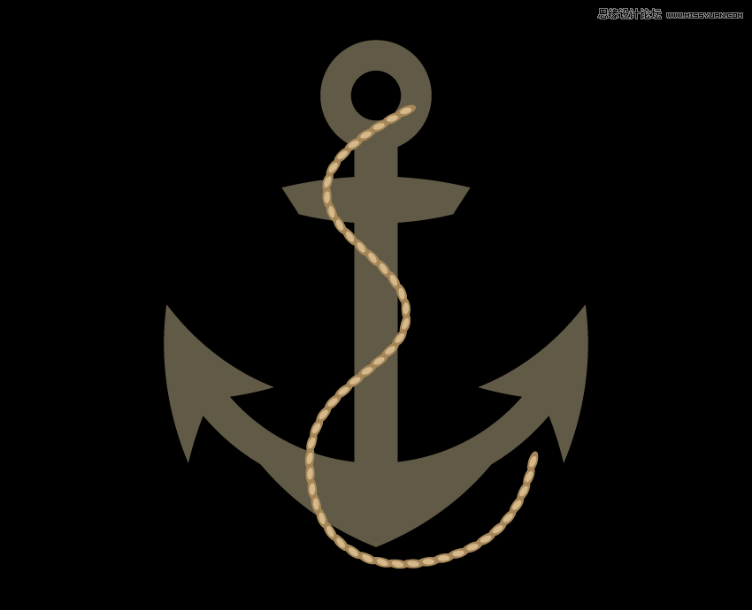 時尚船錨:AI繪制鮮花裝飾的船錨圖標