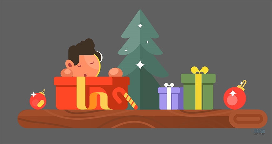 圣誕插畫:AI繪制簡約風格圣誕節插畫