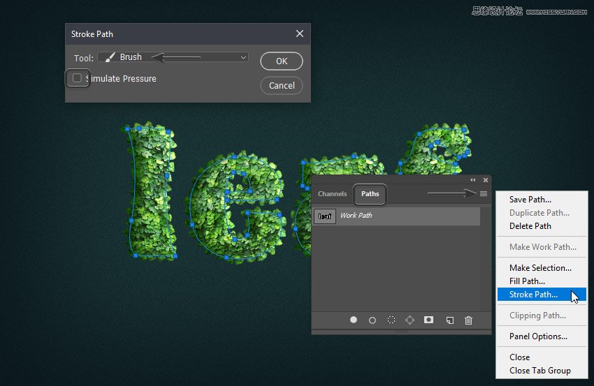 綠葉字體:用PS制作葉子組成的立體字