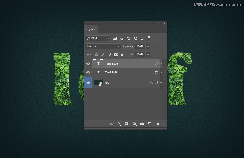 綠葉字體:用PS制作葉子組成的立體字
