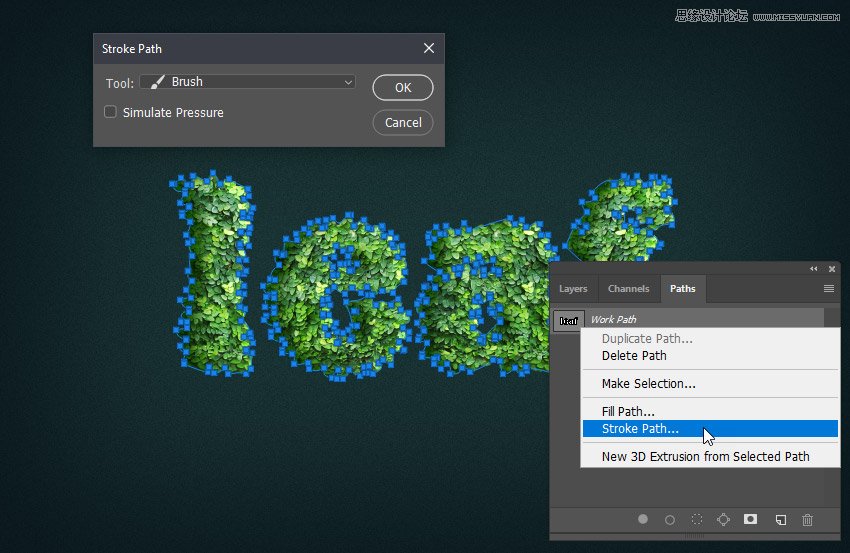 綠葉字體:用PS制作葉子組成的立體字