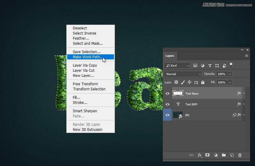 綠葉字體:用PS制作葉子組成的立體字