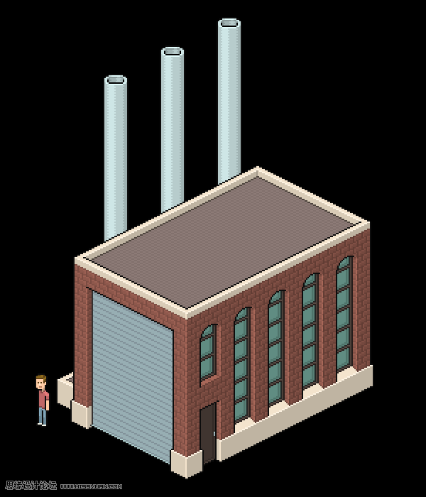 像素工廠:用PS設(shè)計等距像素的工廠圖標